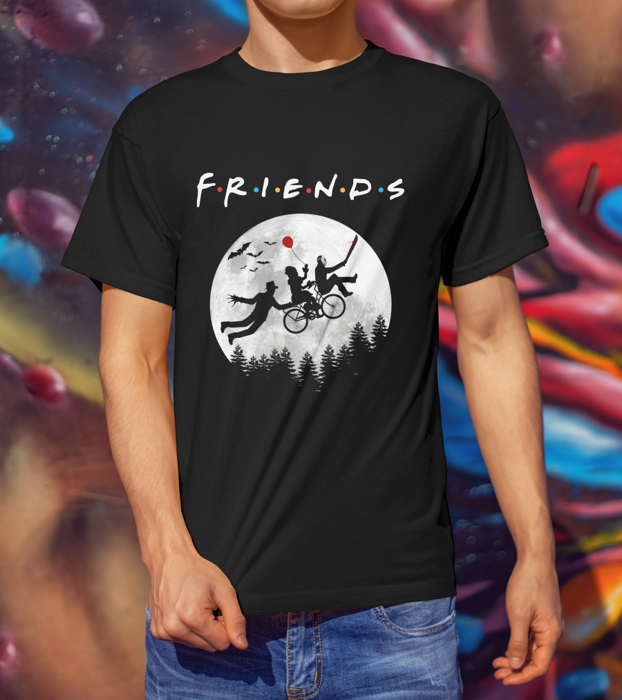 Friends Halloween Horror Movies Iconic Characters Full Moon Scene T-Shirt