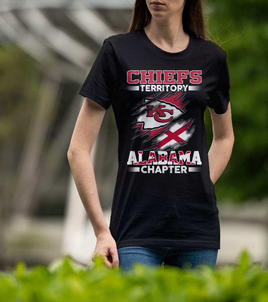 CHIEFS TERRITORY ALABAMA CHAPTER KC Logo And Alabama Flag T-Shirt