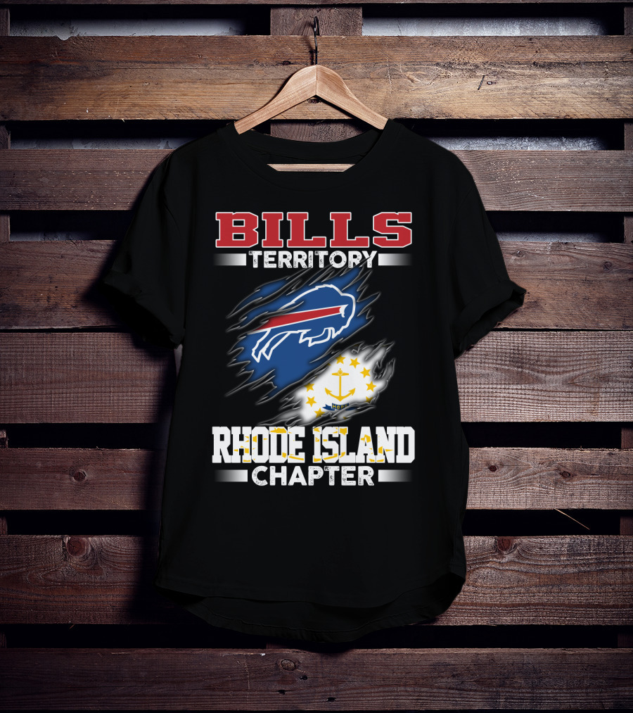 BILLS Territory Rhode Island Chapter Logo With Buffalo And State Flag T-Shirt