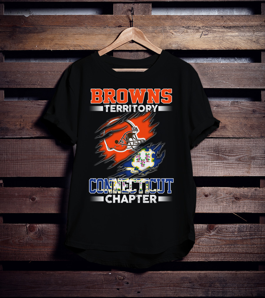 Browns Territory Connecticut Chapter Football Helmet Emblem State Flag T-Shirt