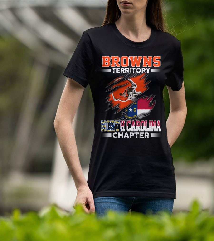Browns Territory North Carolina Chapter Football Helmet And State Flag T-Shirt
