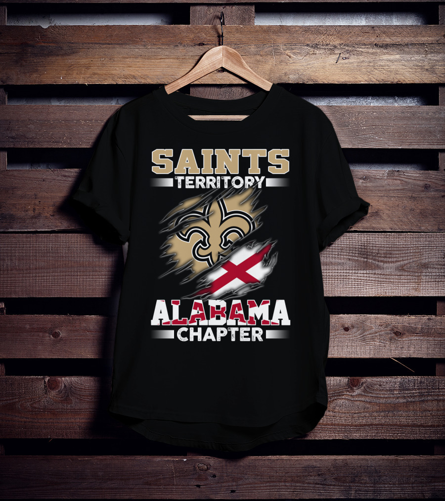 Saints Territory Alabama Chapter Fleur-De-Lis Cross Flag T-Shirt