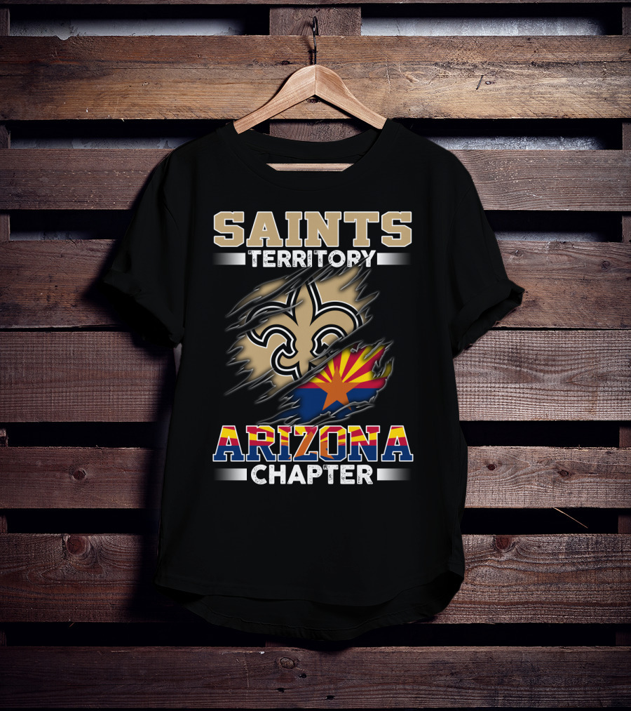 Saints Territory Arizona Chapter Fleur-De-Lis And Arizona Flag T-Shirt