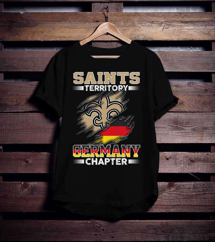 Saints Territory Germany Chapter Fleur-De-Lis German Flag Ripping T-Shirt