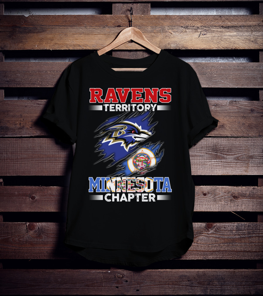 Ravens Territory Minnesota Chapter Nfl Team Logo And State Flag T-Shirt