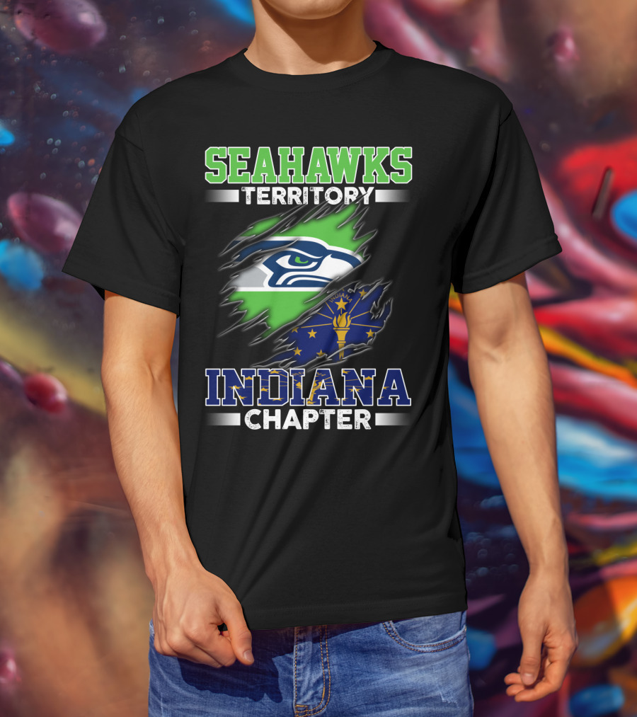 Seahawks Territory Indiana Chapter Flag Emblem Fan T-Shirt
