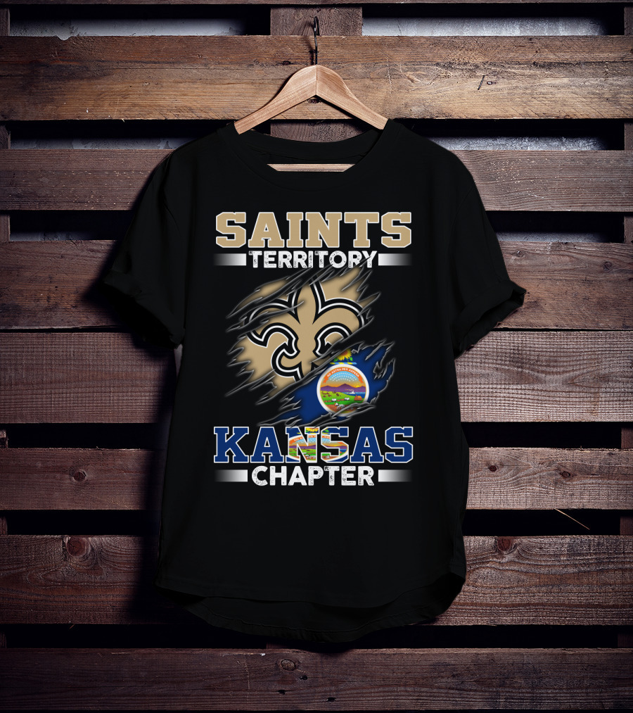 Saints Territory Kansas Chapter Fleur-De-Lis Symbol And Kansas State Seal T-Shirt