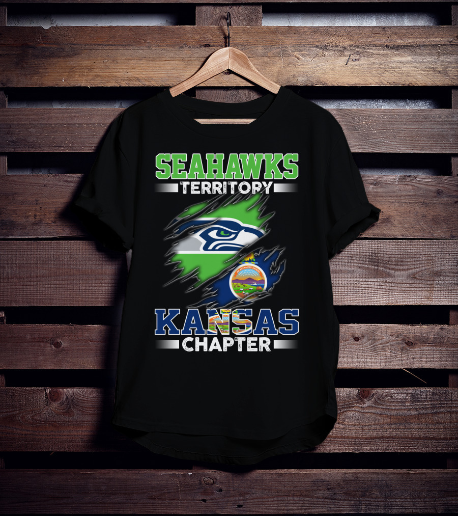 Seahawks Territory Kansas Chapter Flag Logo Fan Group T-Shirt