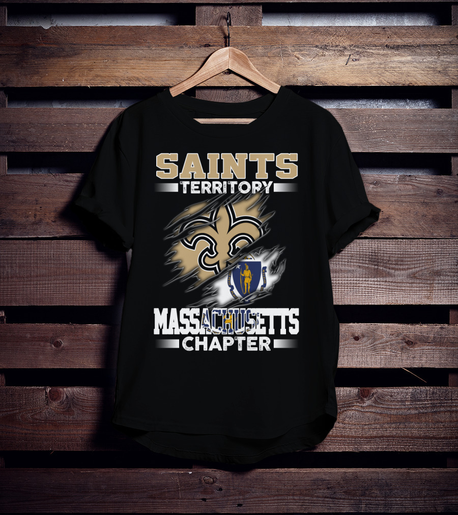Saints Territory Massachusetts Chapter Fleur-De-Lis Flag T-Shirt