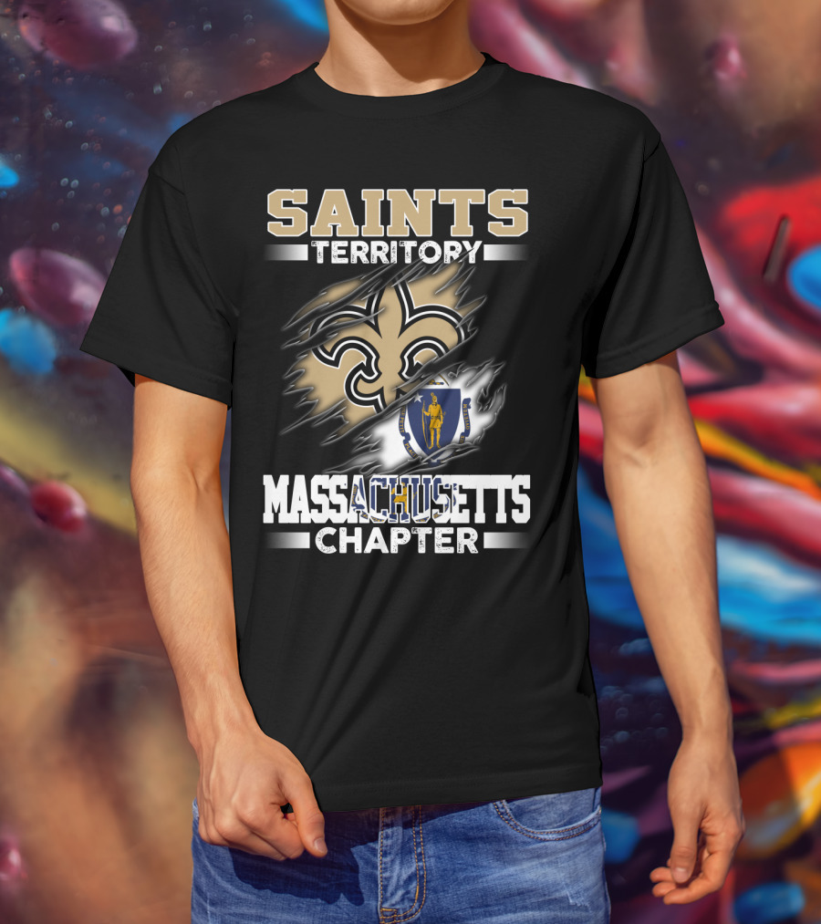 Saints Territory Massachusetts Chapter Fleur-De-Lis Flag T-Shirt