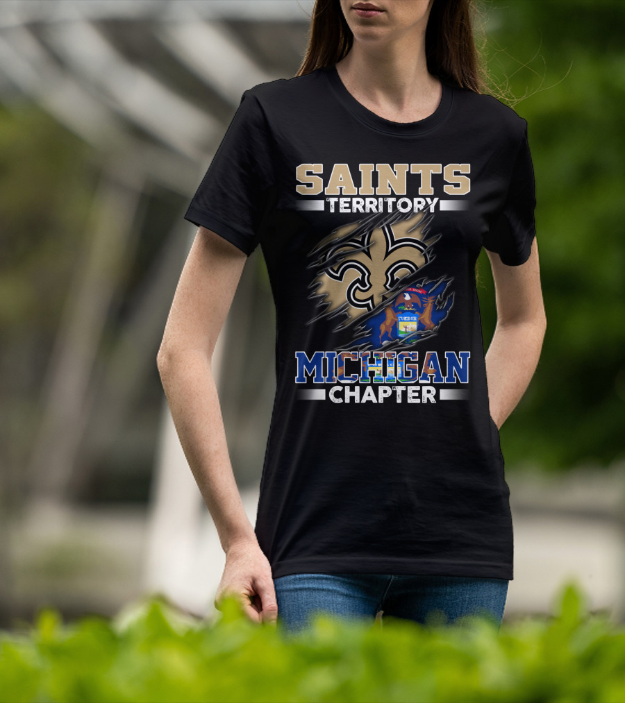 Saints Territory Michigan Chapter Fleur-De-Lis And State Seal T-Shirt