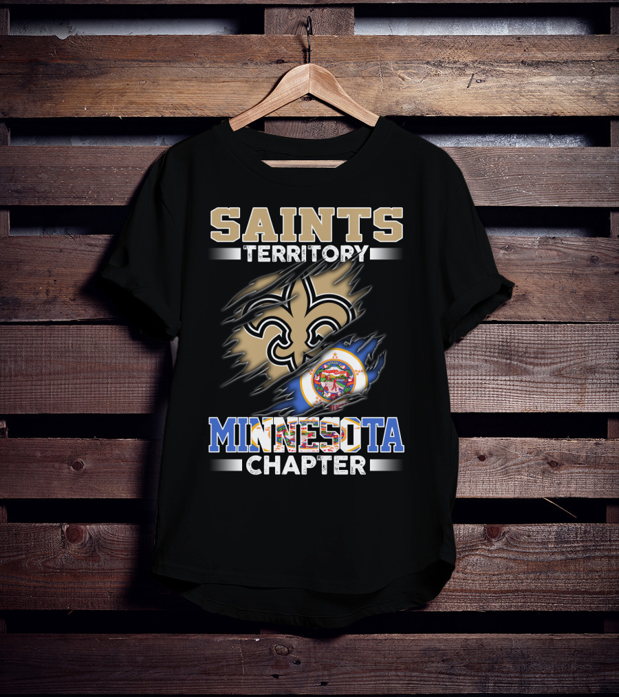 Saints Territory Minnesota Chapter Fleur-De-Lis With Minnesota Flag T-Shirt