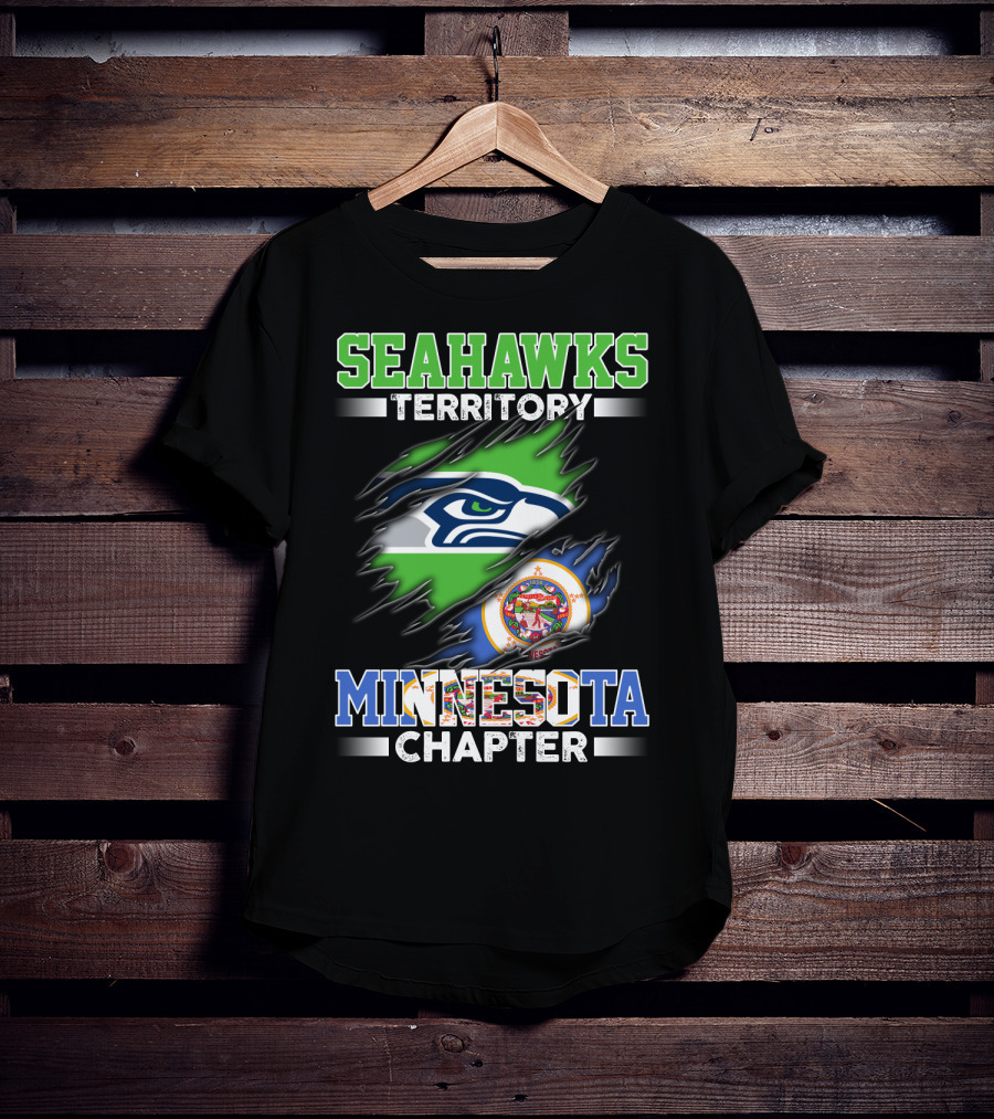 Seahawks Territory Minnesota Chapter Team Logo Flag Combination T-Shirt
