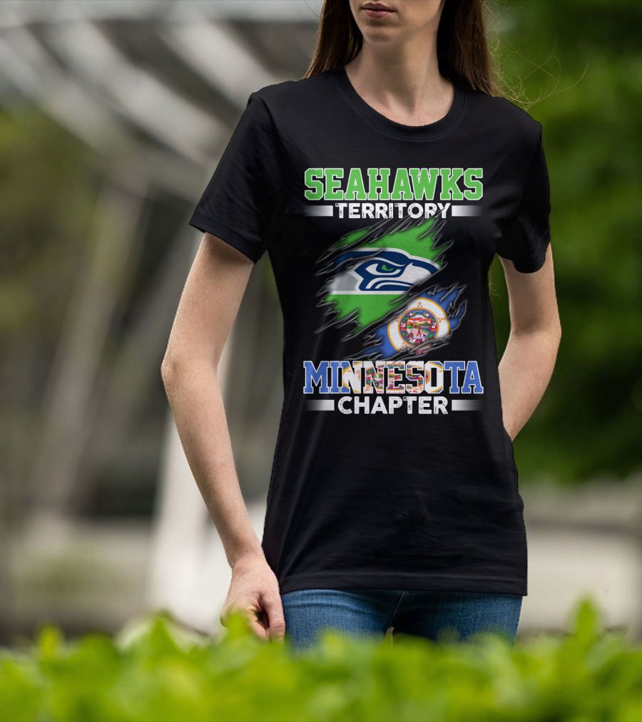 Seahawks Territory Minnesota Chapter Team Logo Flag Combination T-Shirt