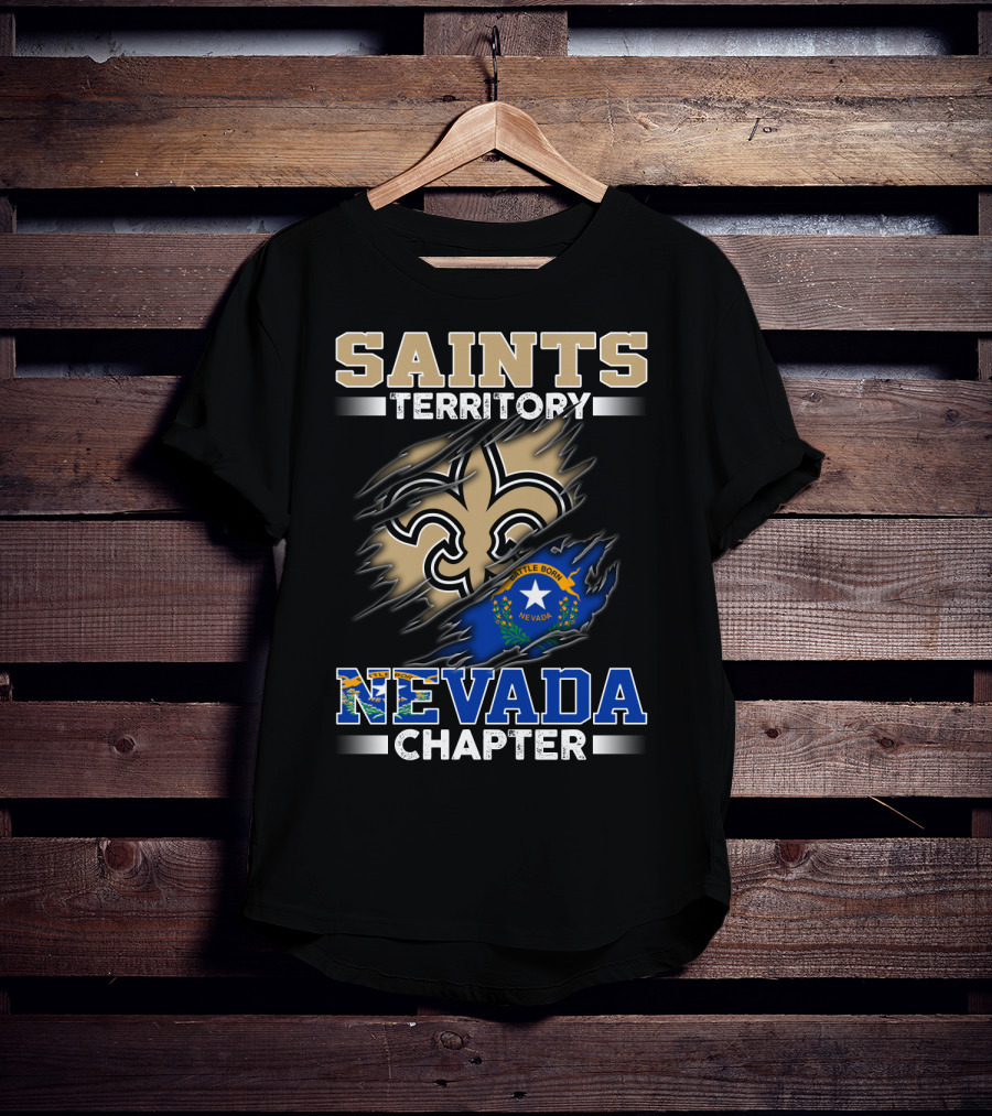 Saints Territory Fleur-De-Lis Nevada Chapter Battle Born Flag T-Shirt