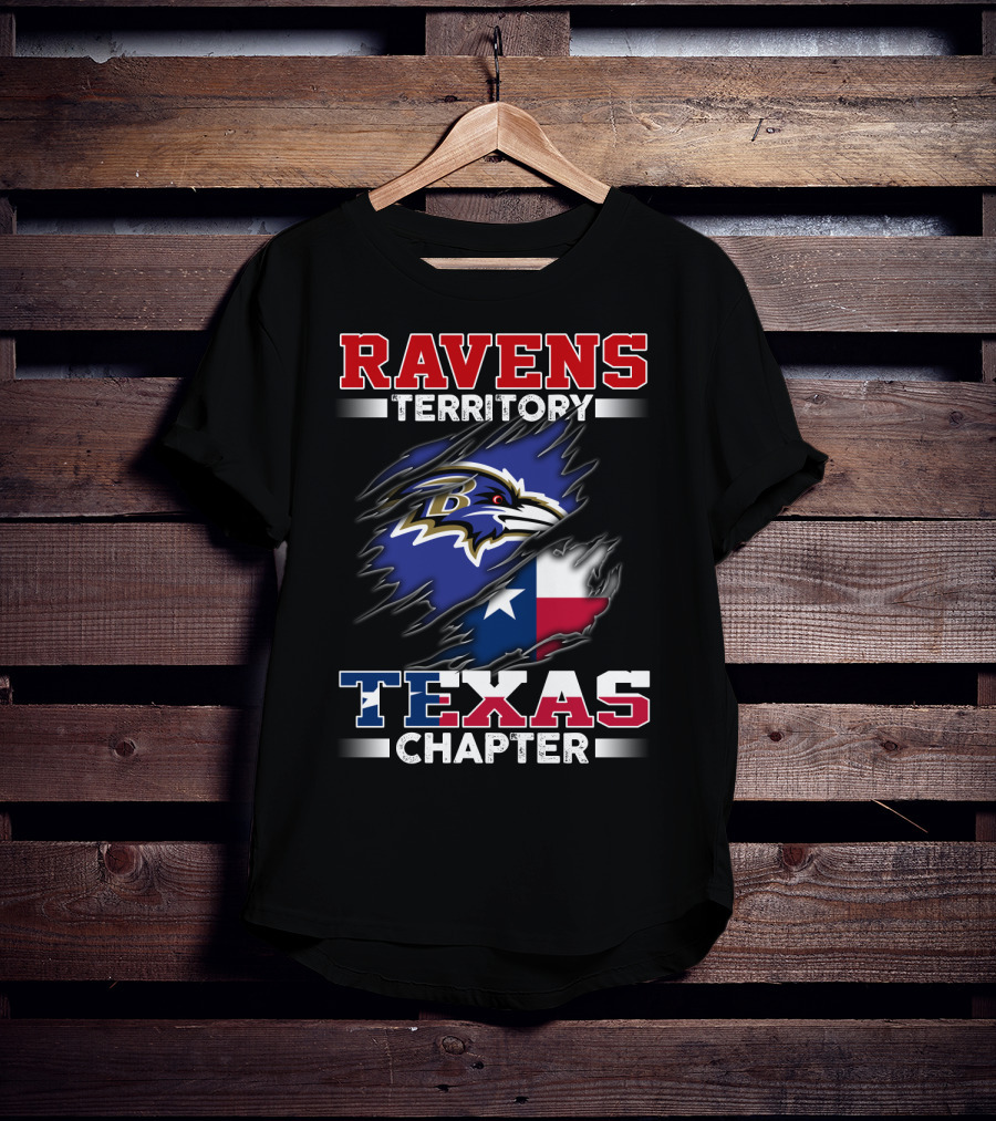 Ravens Territory Texas Chapter Nfl Team Texas State Flag T-Shirt