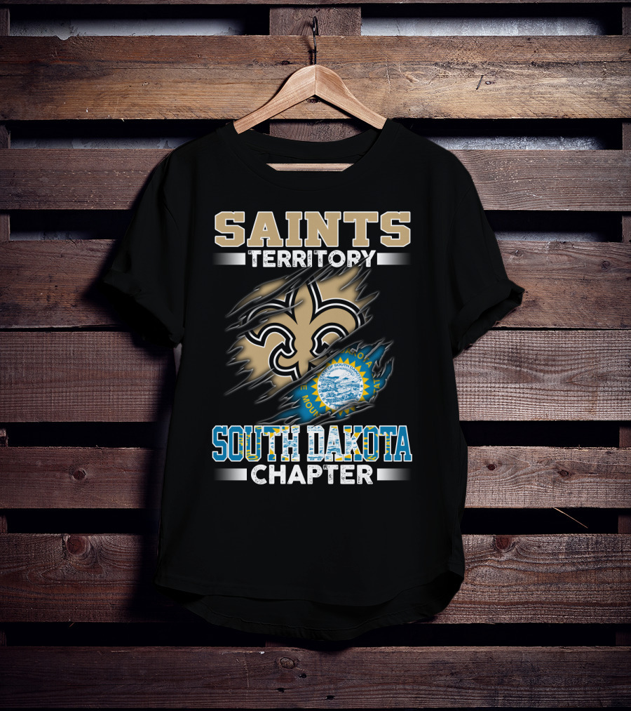 Saints Territory South Dakota Chapter New Orleans Fleur-De-Lis Flag T-Shirt