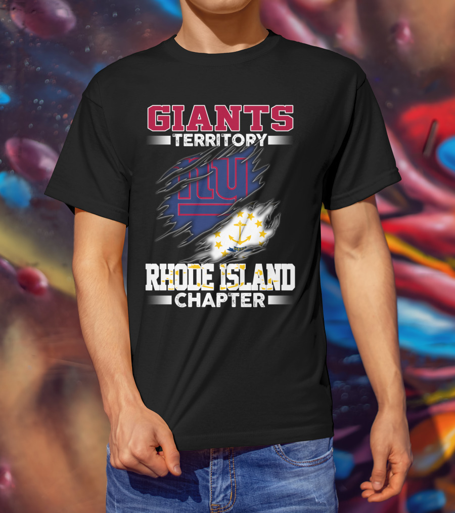 GIANTS Territory Rhode Island Chapter NY Blue Rip Flag T-Shirt
