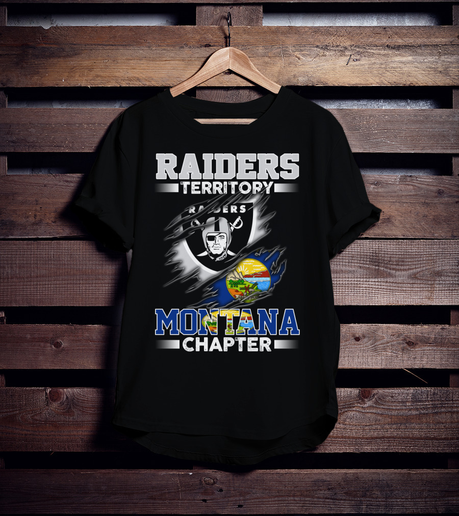 RAIDERS TERRITORY MONTANA CHAPTER Raiders Logo Montana State Flag T-Shirt