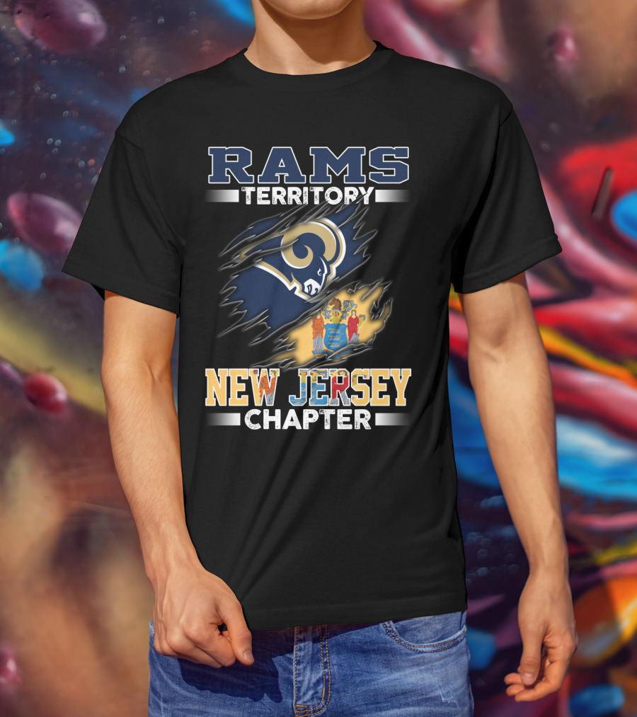 Rams Territory New Jersey Chapter Logo With State Flag T-Shirt