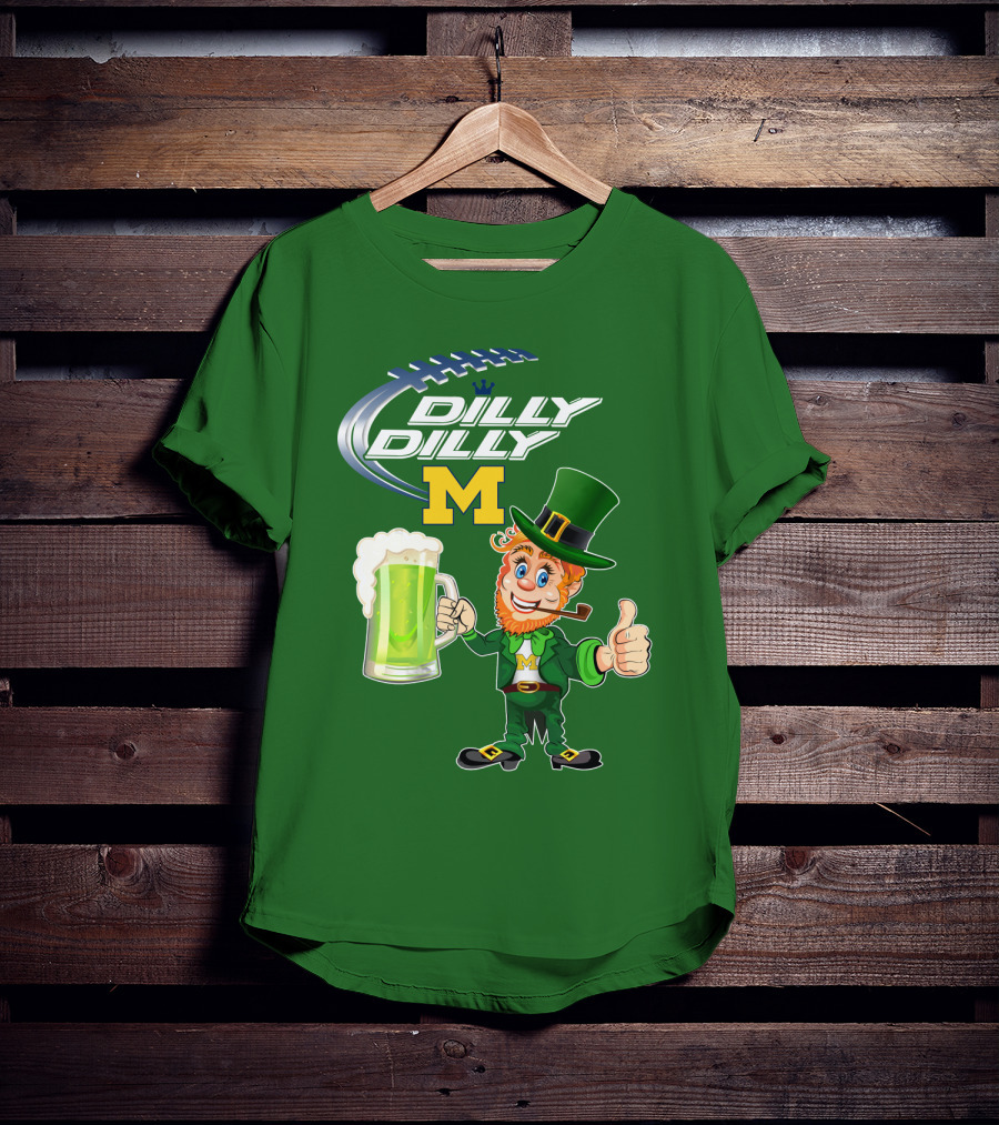 Dilly Dilly M Patrick Football Leprechaun With Green Beer T-Shirt
