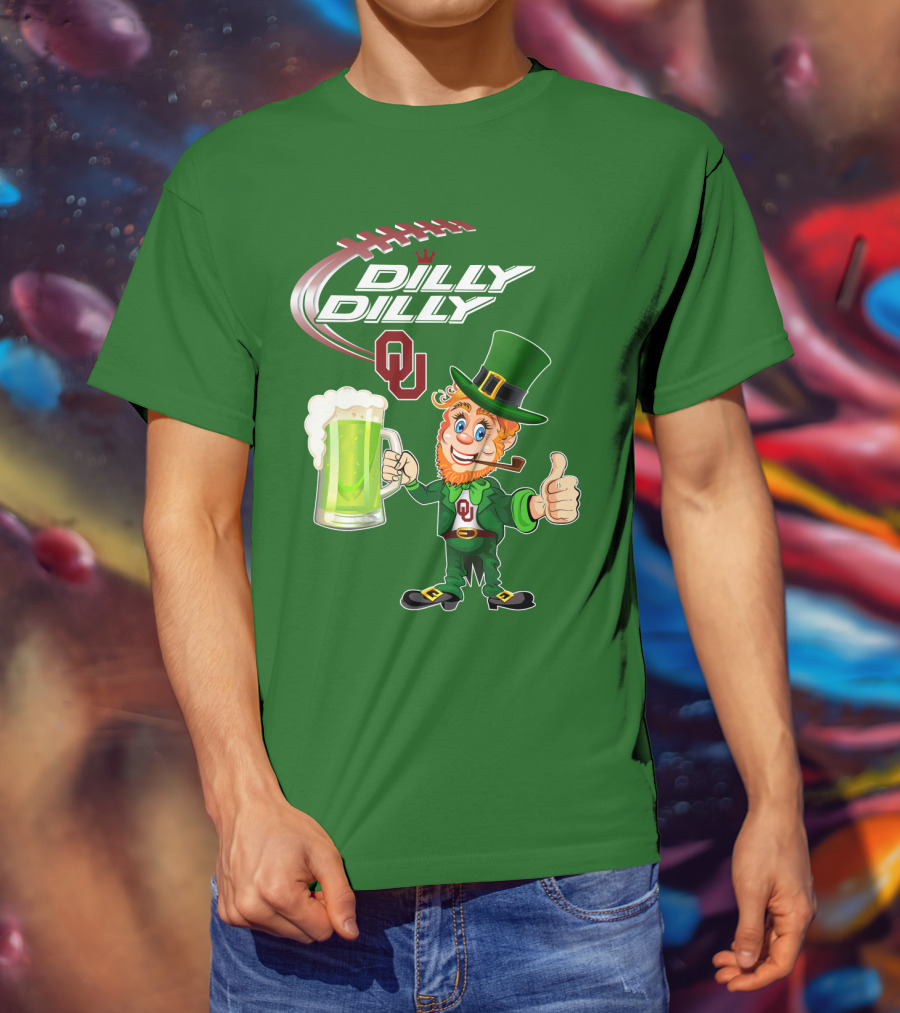 Dilly Dilly OU Football Green Beer Leprechaun T-Shirt