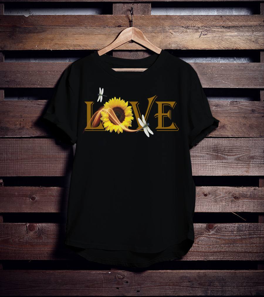 LOVE Sunflower Dragonfly T-Shirt
