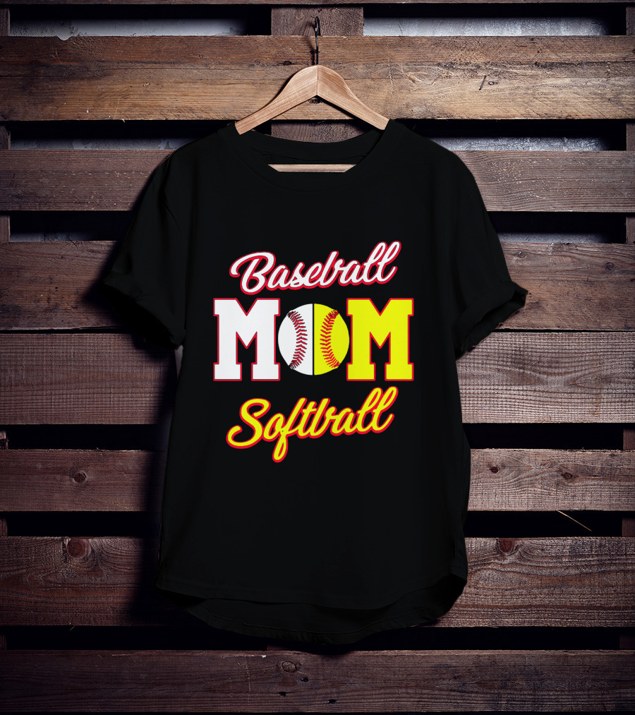 Baseball MOM Softball Split Ball T-Shirt