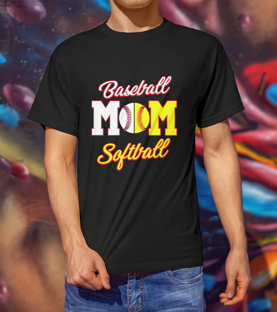 Baseball MOM Softball Split Ball T-Shirt