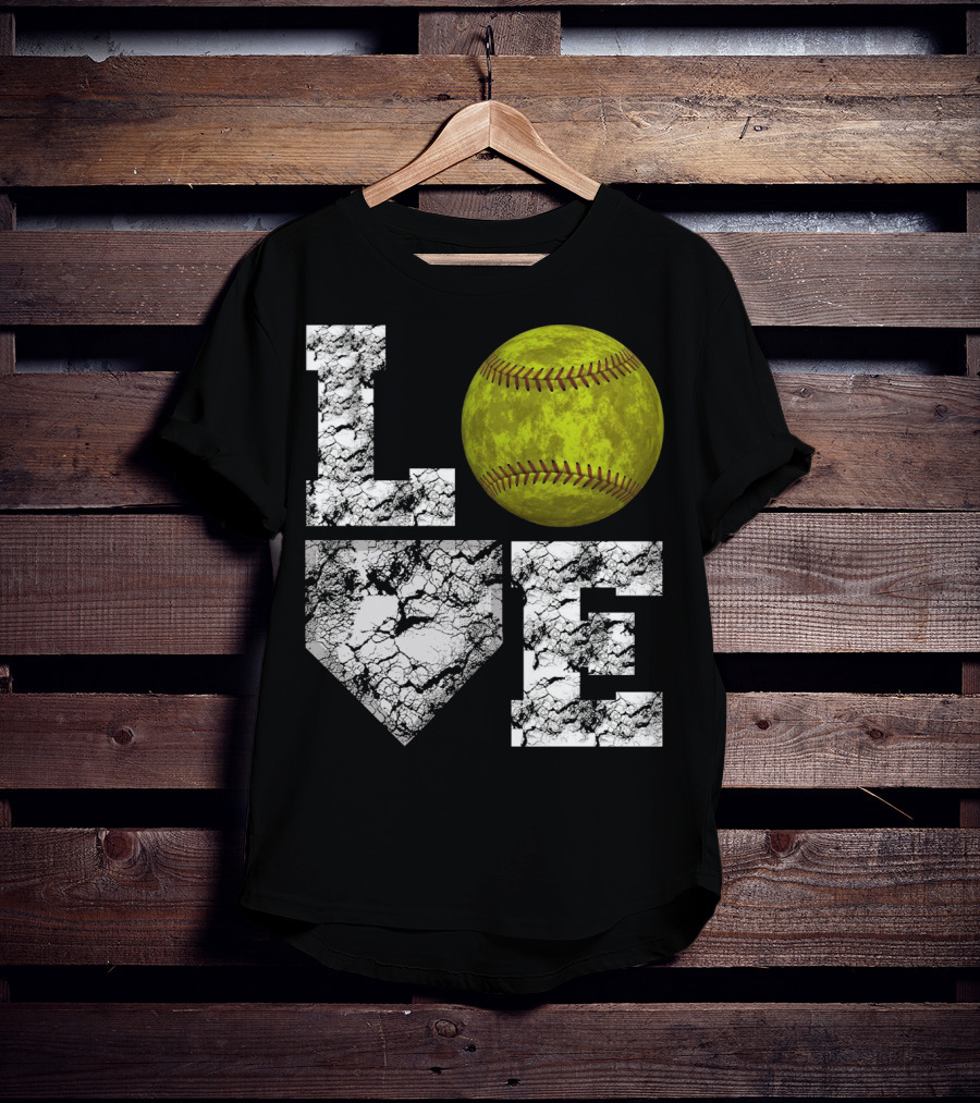 LOVE Softball Home Plate Grunge T-Shirt