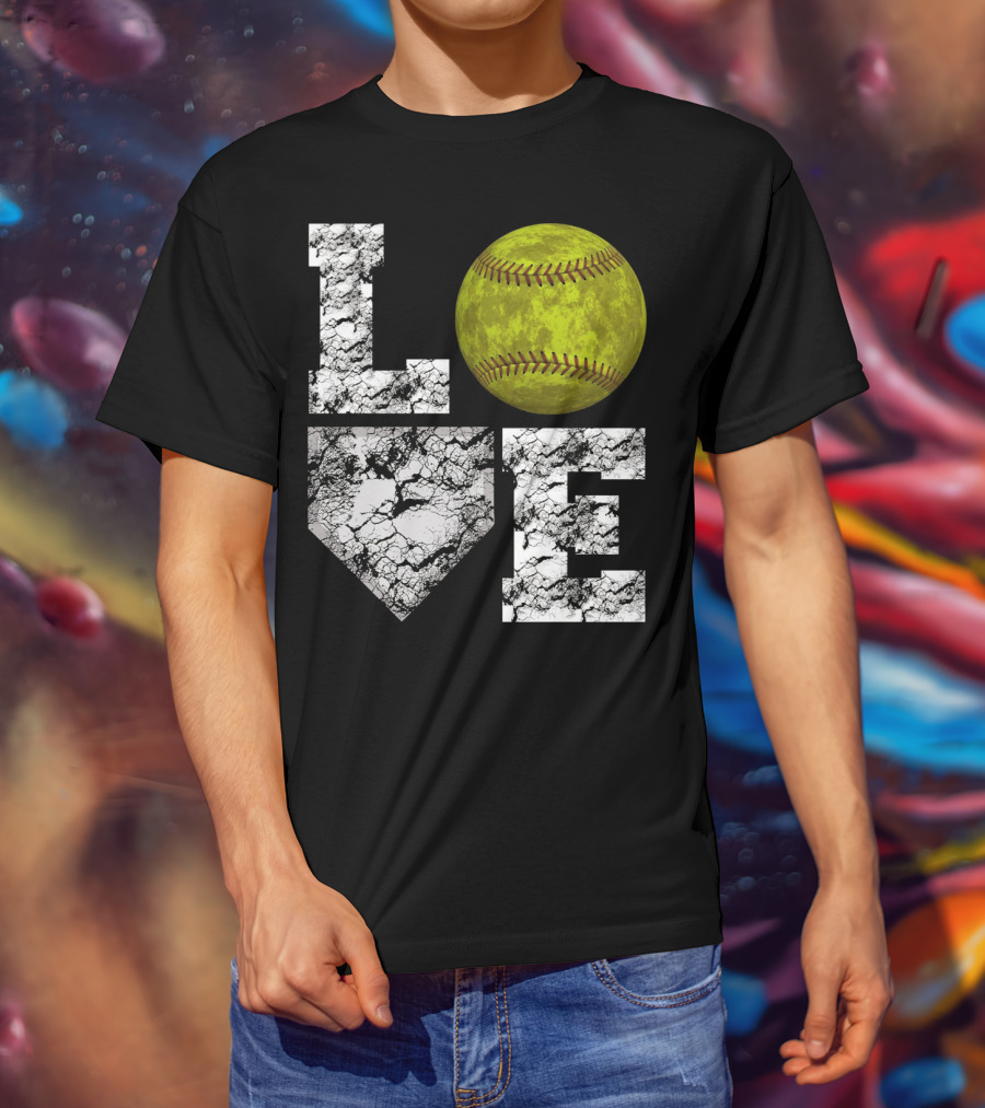 LOVE Softball Home Plate Grunge T-Shirt
