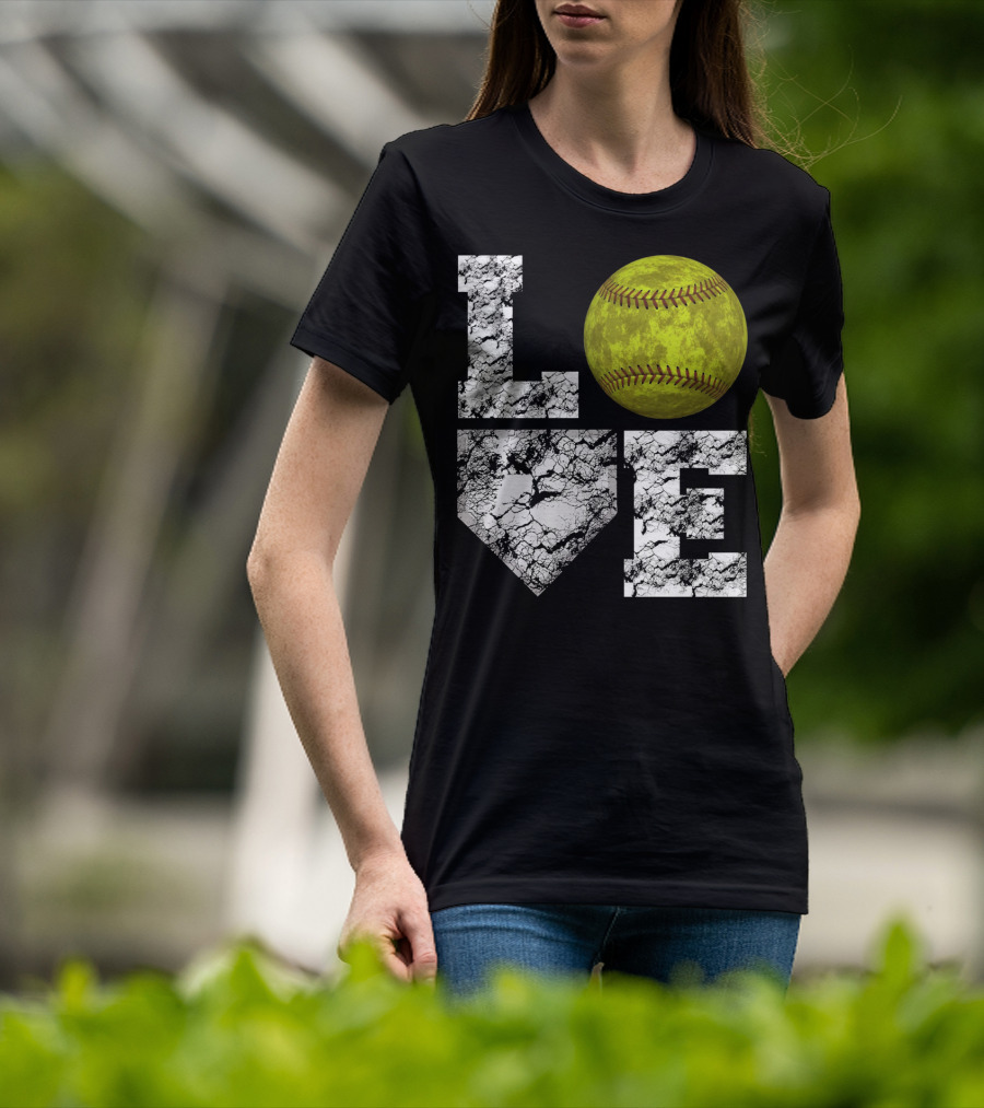 LOVE Softball Home Plate Grunge T-Shirt
