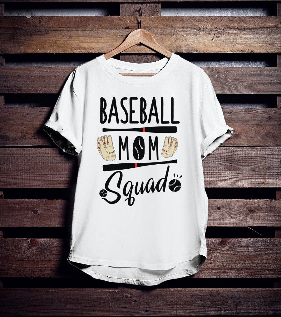 Baseball Mom Squad With Gloves And Bats T-Shirt