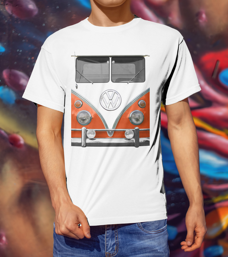 Volkswagen Orange Bus Front Vintage Look T-Shirt