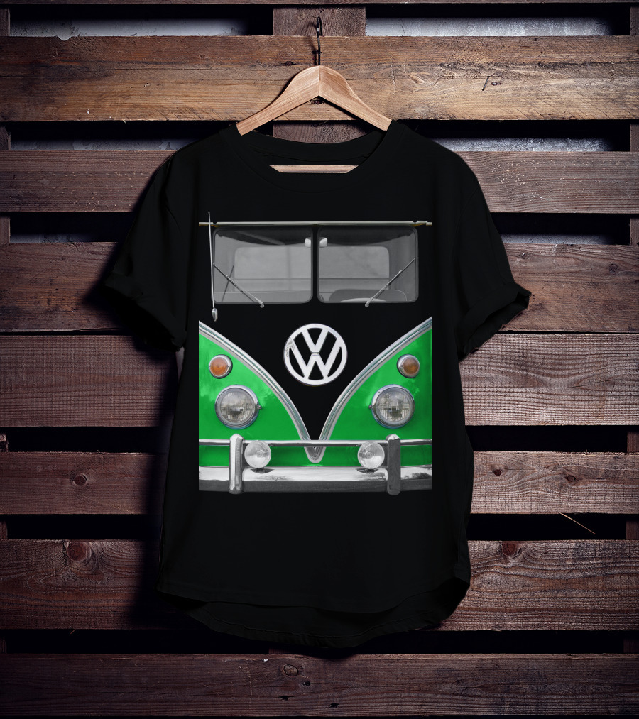 Volkswagen Bus Front Green Black T-Shirt