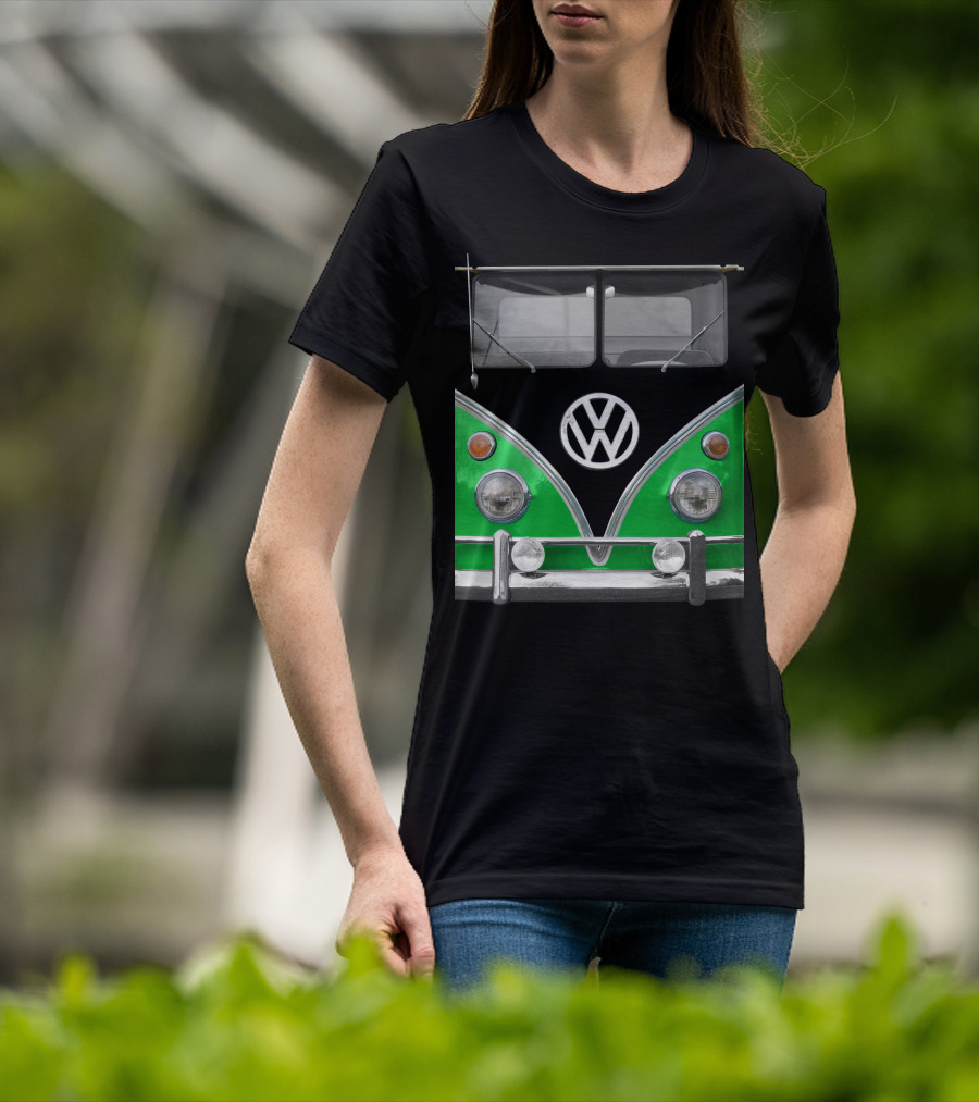 Volkswagen Bus Front Green Black T-Shirt