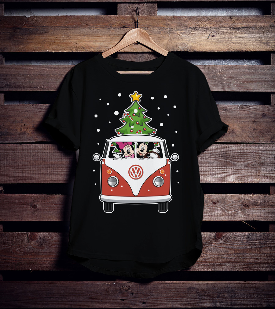 Volkswagen Christmas Van With Mickey And Minnie T-Shirt