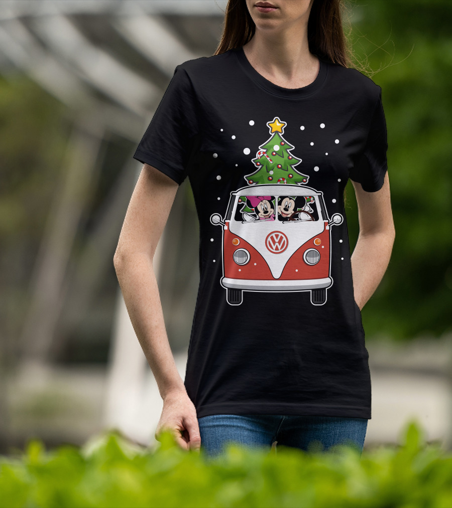 Volkswagen Christmas Van With Mickey And Minnie T-Shirt