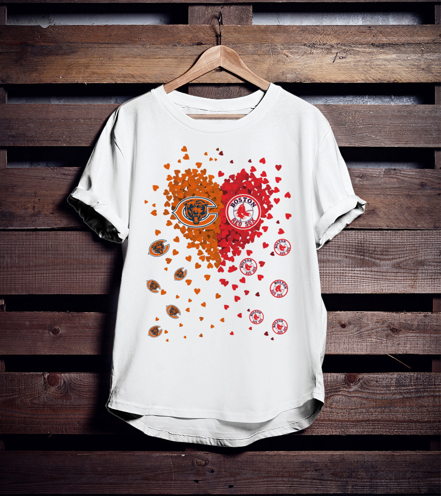 Chicago Bears Boston Red Sox Heart Blend T-Shirt