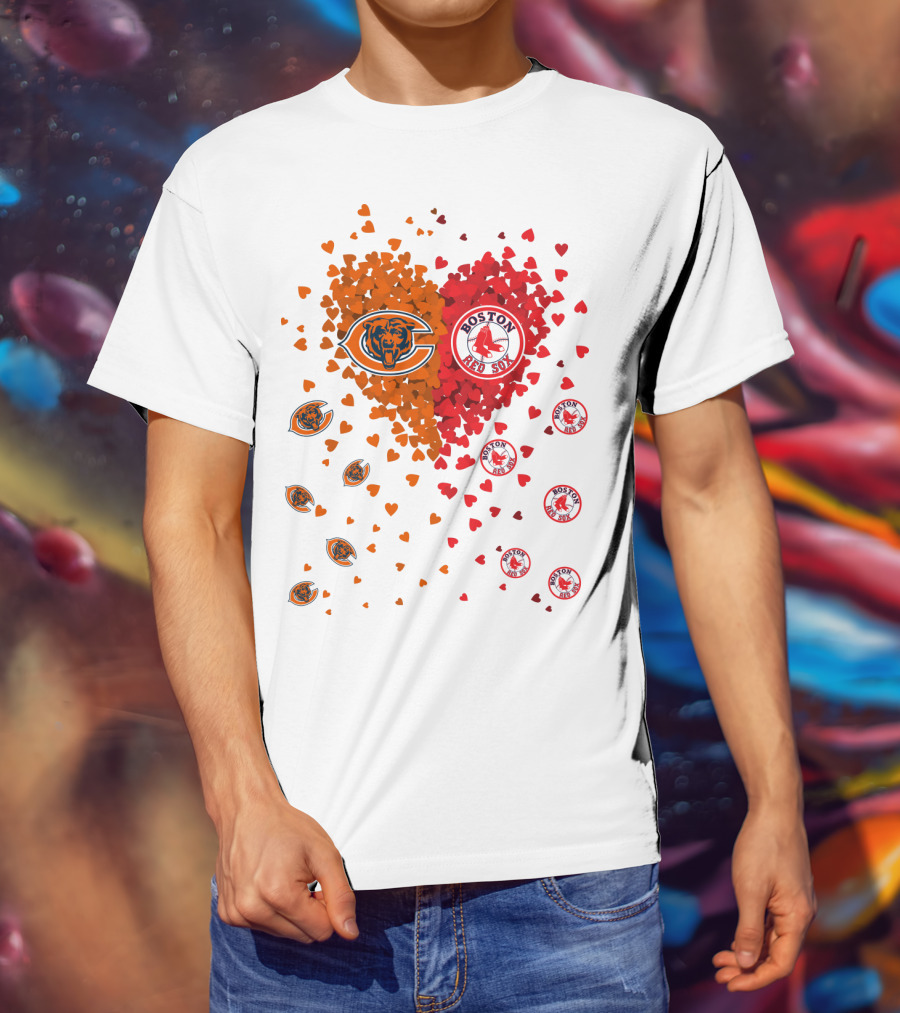 Chicago Bears Boston Red Sox Heart Blend T-Shirt