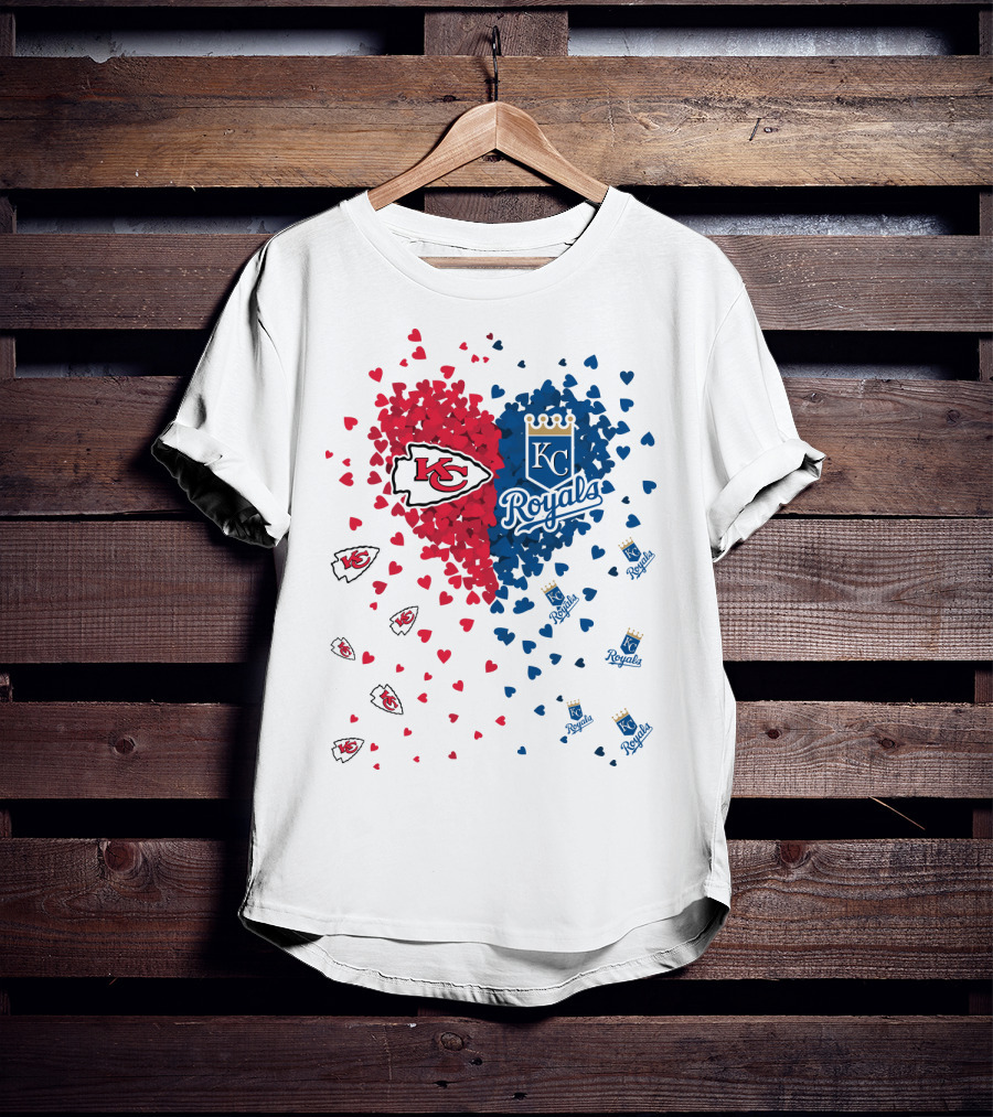 KC Chiefs Royals Heart Logo Hearts T-Shirt