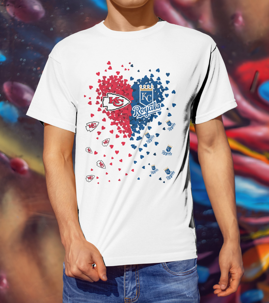 KC Chiefs Royals Heart Logo Hearts T-Shirt