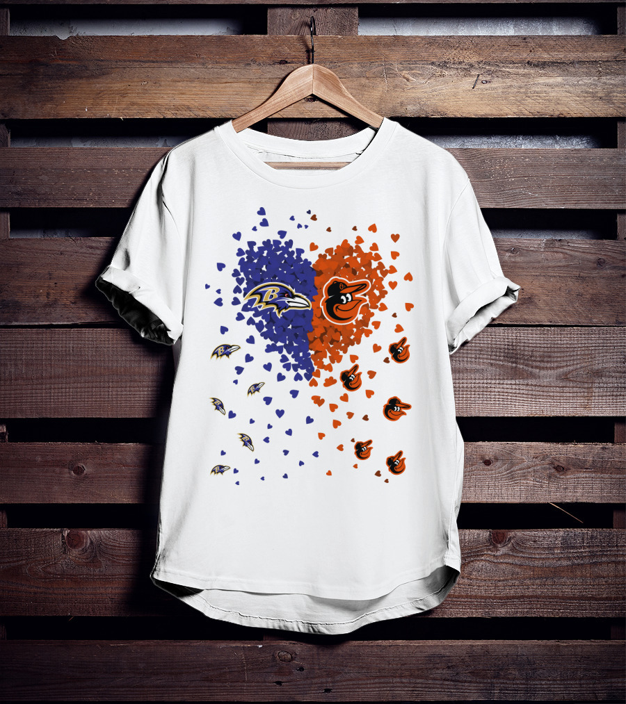 Heart Ravens Orioles Baltimore Football Baseball Mix T-Shirt