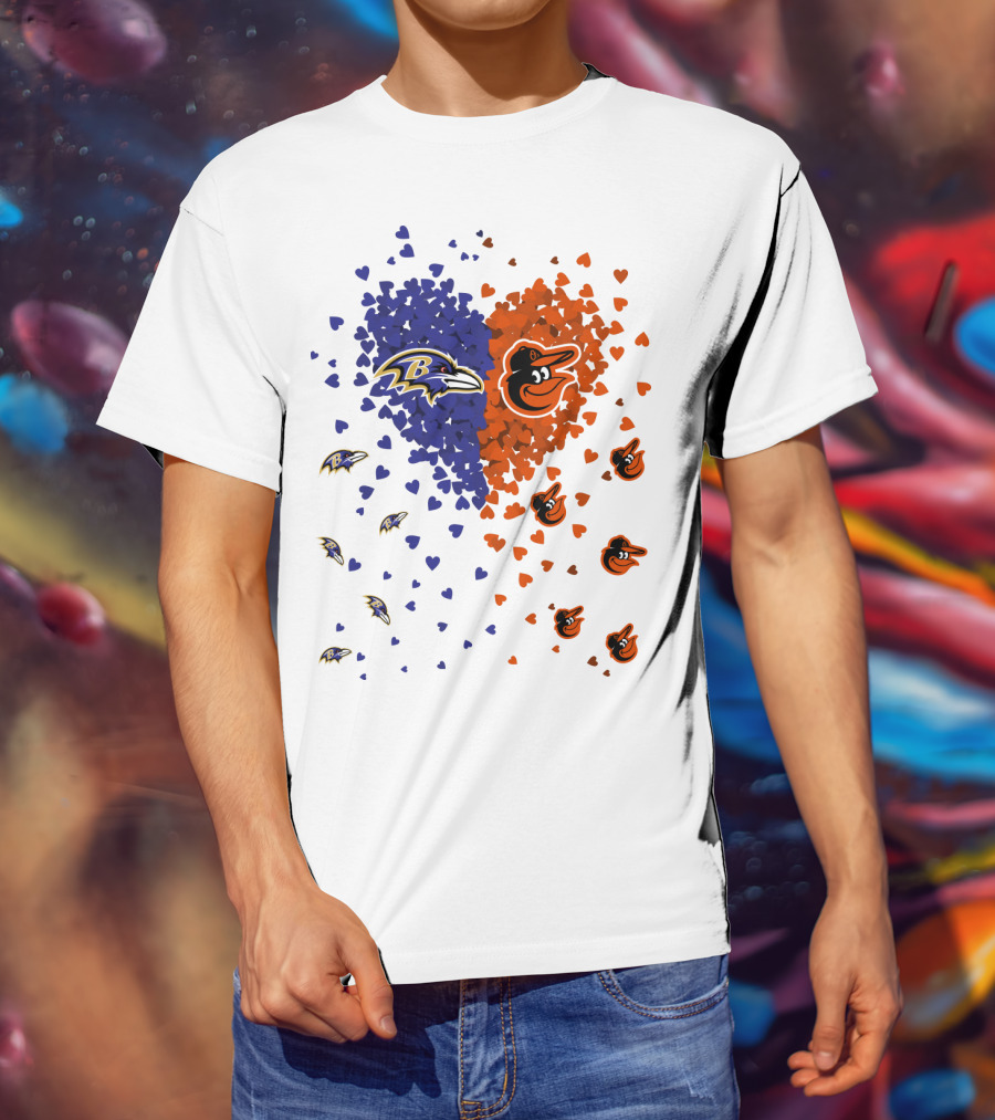 Heart Ravens Orioles Baltimore Football Baseball Mix T-Shirt
