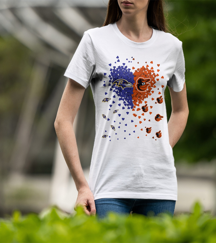 Heart Ravens Orioles Baltimore Football Baseball Mix T-Shirt