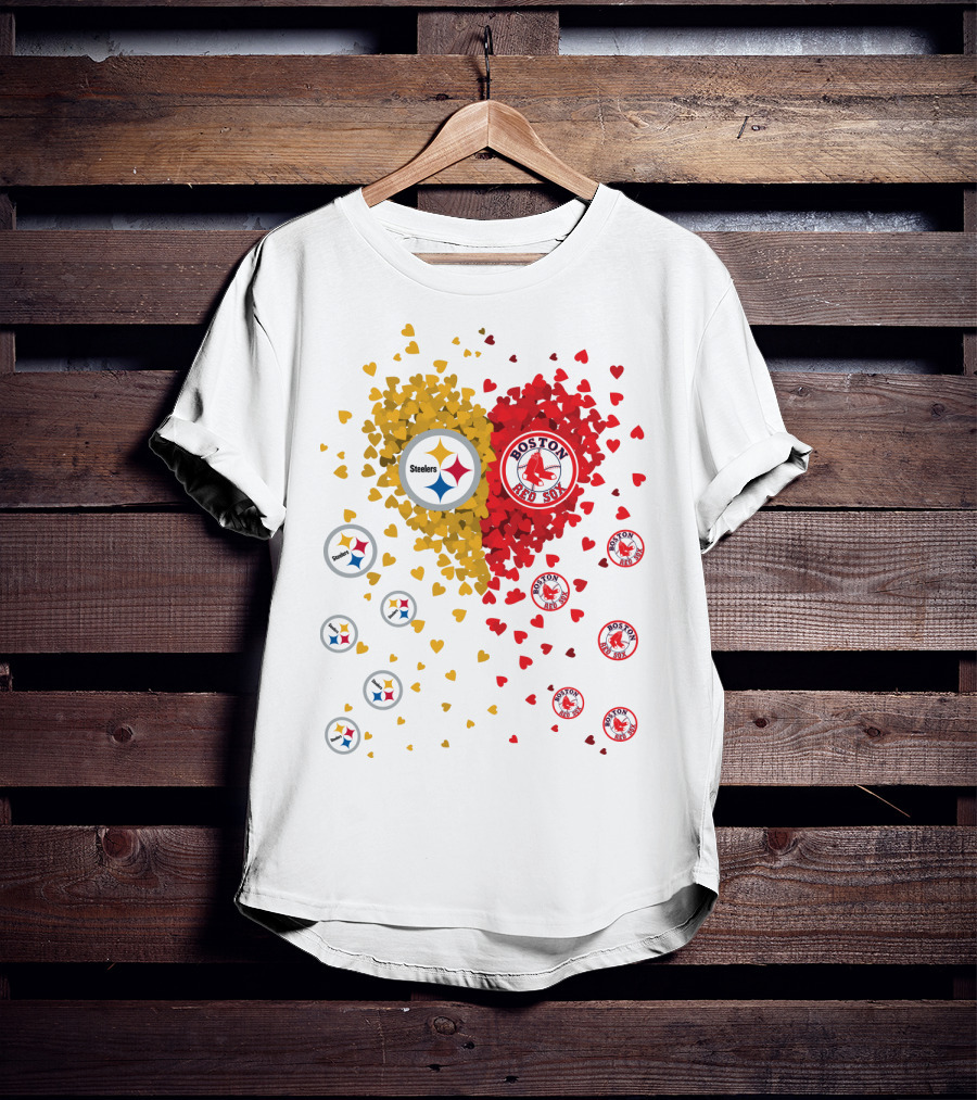 Steelers Pittsburgh Boston Red Sox Hearts T-Shirt