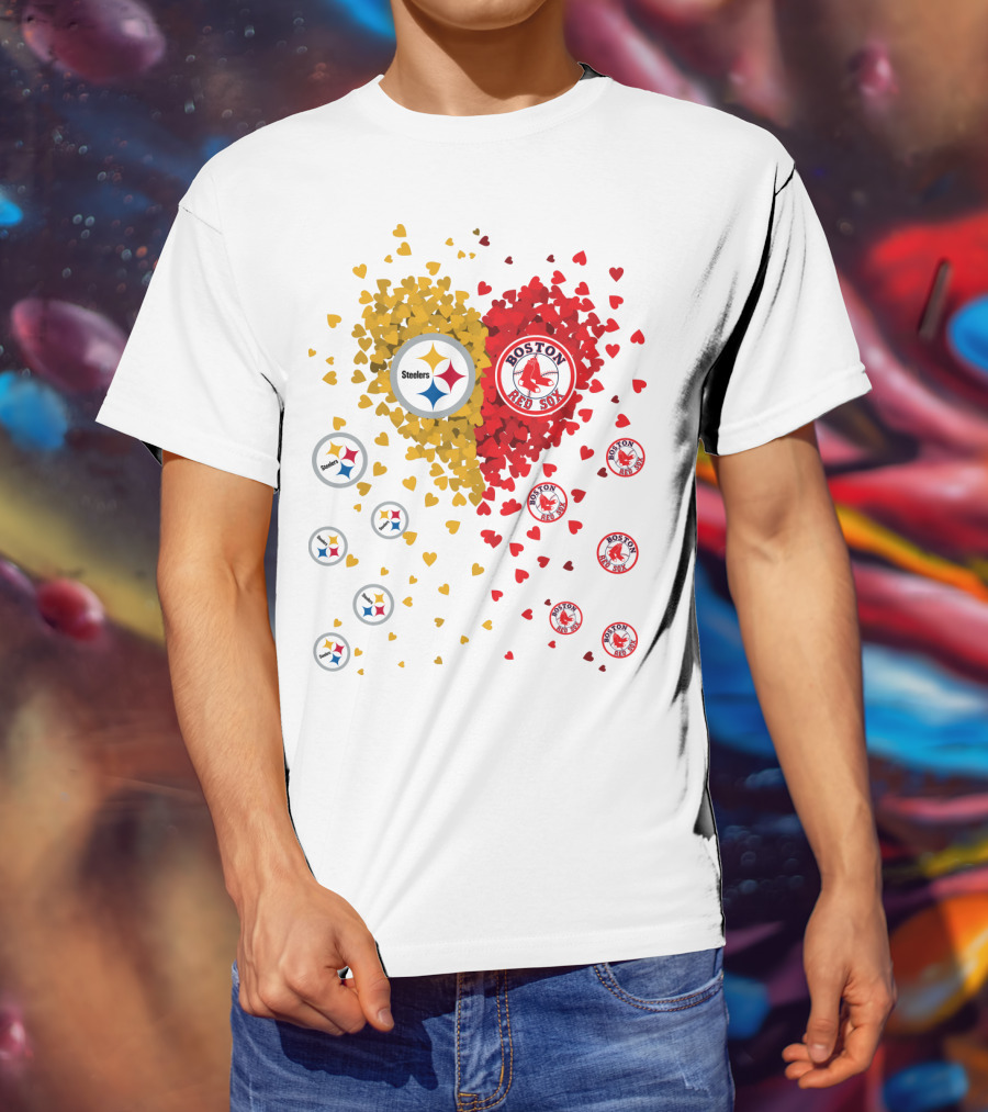 Steelers Pittsburgh Boston Red Sox Hearts T-Shirt