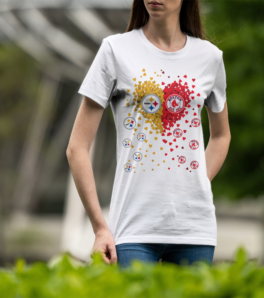 Steelers Pittsburgh Boston Red Sox Hearts T-Shirt