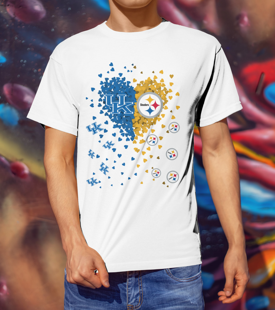 UK Wildcats Heart Steelers Logo Collaboration T-Shirt