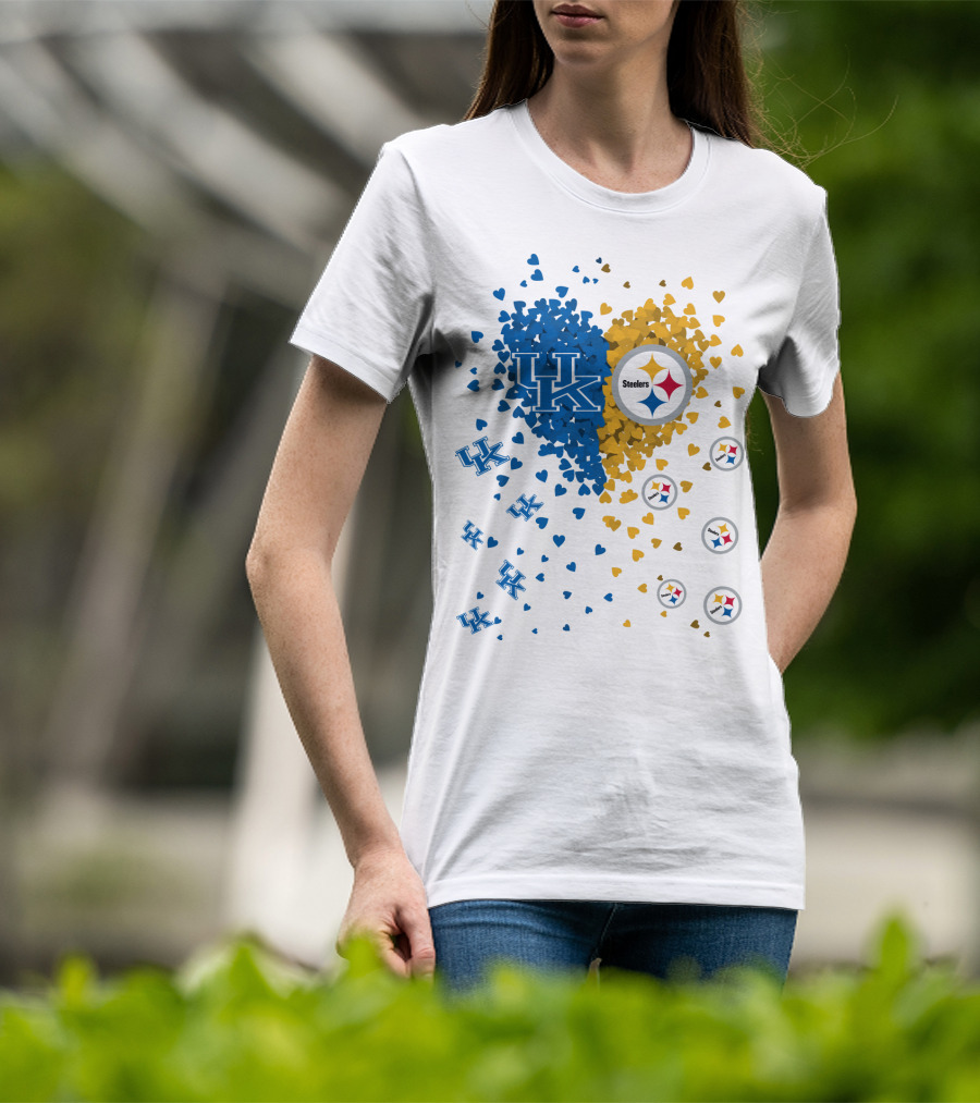 UK Wildcats Heart Steelers Logo Collaboration T-Shirt